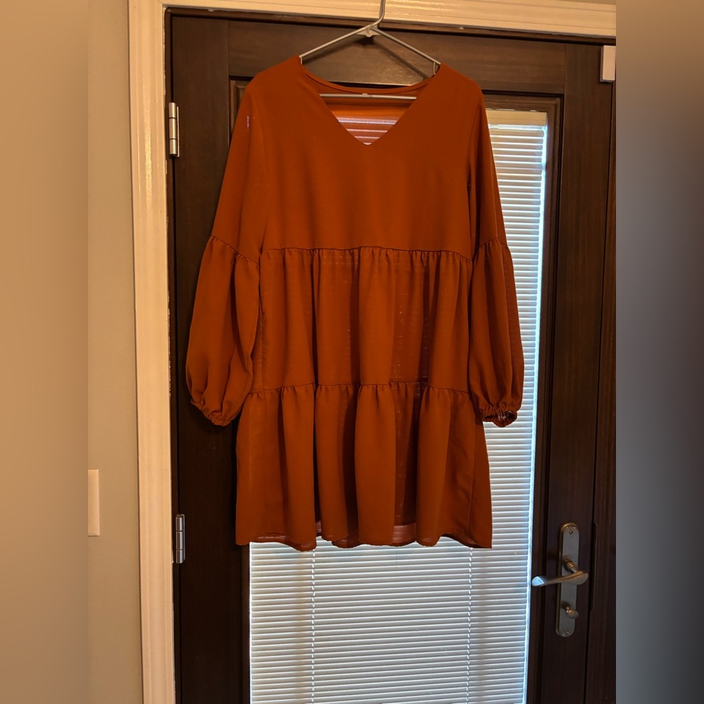 Rust Orange Tiered Dress